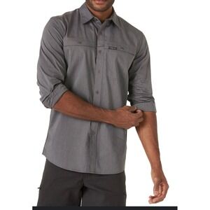 Wrangler Mens Dark Gray Long Sleeve Button Down Shirt Regular Fit 3XL
